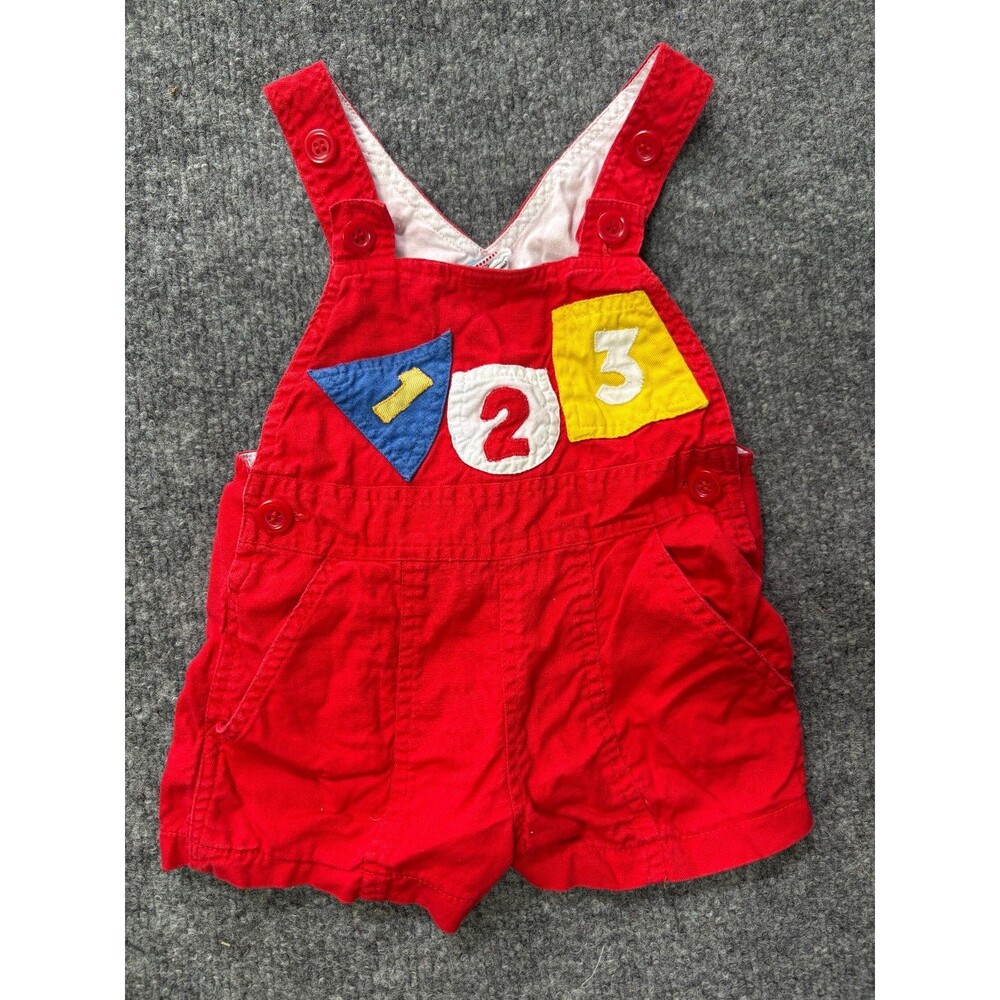 Popsicle Kids Overalls Toddler Boys 12 M Red 1 , 2 , 3 , Patchwork Promo Vintage